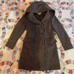 Y2K Vintage Merona Grey Tweed Hooded Winter Coat Medium